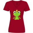 thumbnail image 3 of Inktastic Frog Prince, Green Frog, Frog With A Crown Women's V-Neck T-Shirt, 3 of 5
