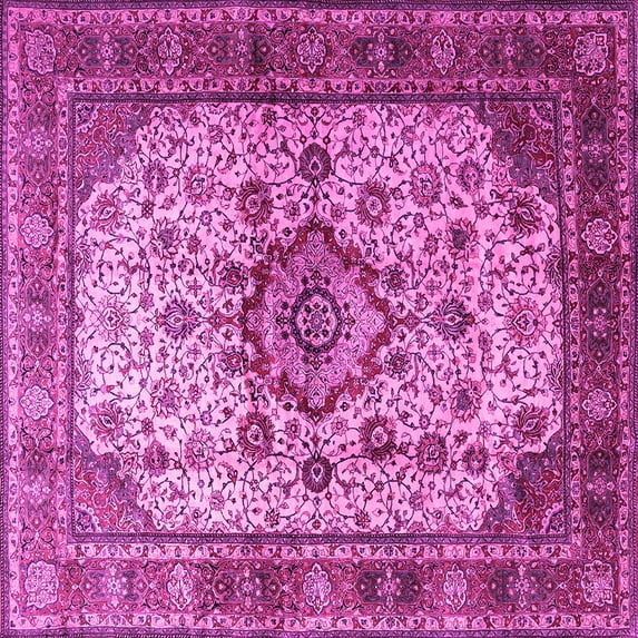 Ahgly Company Indoor Square Persian Pink Traditional Area Rugs, 7' Square