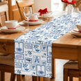 thumbnail image 5 of Tropical Plants Table Runner 90 Inches, Summer Coastal Blue Plaid Palm Trees Bed Runner Dresser Scarves Tabletop for Indoor Outdoor Parties/Ceremony/Banquet, 13" x 90", 5 of 9