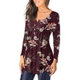thumbnail image 3 of Camiseta informal para mujer, blusa estampada de manga larga con cuello redondo y fruncido Fridja fjkfkj679, 3 of 6