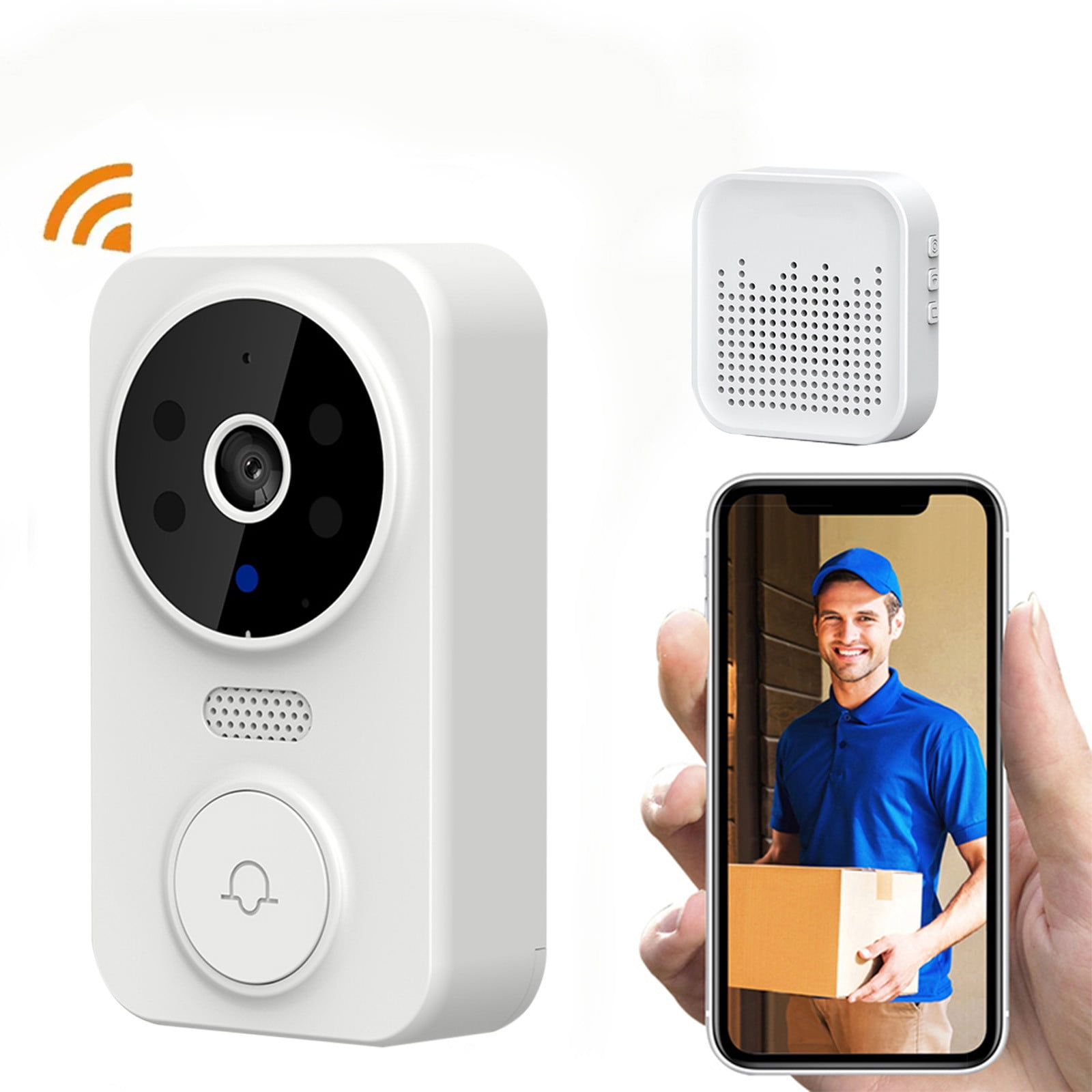 RnemiTe-amo Doorbell Camera Wireless with Chime, Video Doorbell,Smart Wireless Remote Video Doorbell Intelligent Visual Doorbell Home Intercom HD Night Vision Wifi Rechargeable Security Door Doorbell