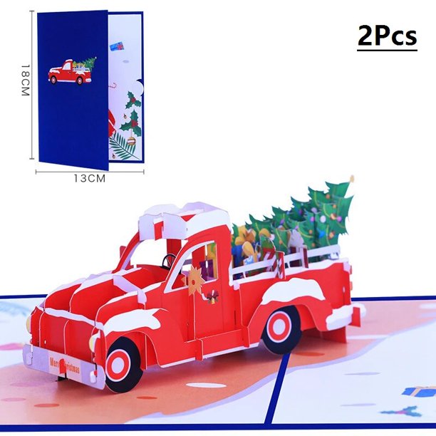 Tarjeta de felicitación de cuerpo Hitachi de Navidad, impresión creativa en Color, coche de Navidad, tarjeta de felicitación 3D, Orden de tarjeta emergente de bendición de vacaciones