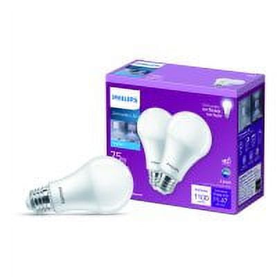 Philips LED 75-Watt A19 General Purpose Household Light Bulb, Frosted Daylight, Dimmable, E26 Medium Base (2-Pack)