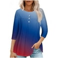 thumbnail image 1 of RXIRUCGD T-shirt Imprimé Décontracté d'Été pour Femmes Manches Trois-Quarts Col Rond Froncé Blouse, Rouge, Taille : m, 1 of 4