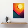 thumbnail image 2 of Abstract Geometric Retro Eclipse Moon Sun Yellow Pink Teal Colourful Sunset Large Wall Art Poster Print Thick Paper 18X24 Inch, 2 of 5