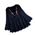 thumbnail image 1 of Timegard Womens Tops Lace Drawstring Scoop Neck Ruffle Long Sleeve Blouse Dressy Casual Loose Tops, 1 of 9