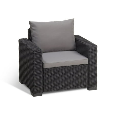 Keter California Outdoor Seating Patio Chair In Plastic Resin Rattan Keter California Outdoor Seating Patio Chair In Plastic Resin Rattan Wicker With Cushions Grey