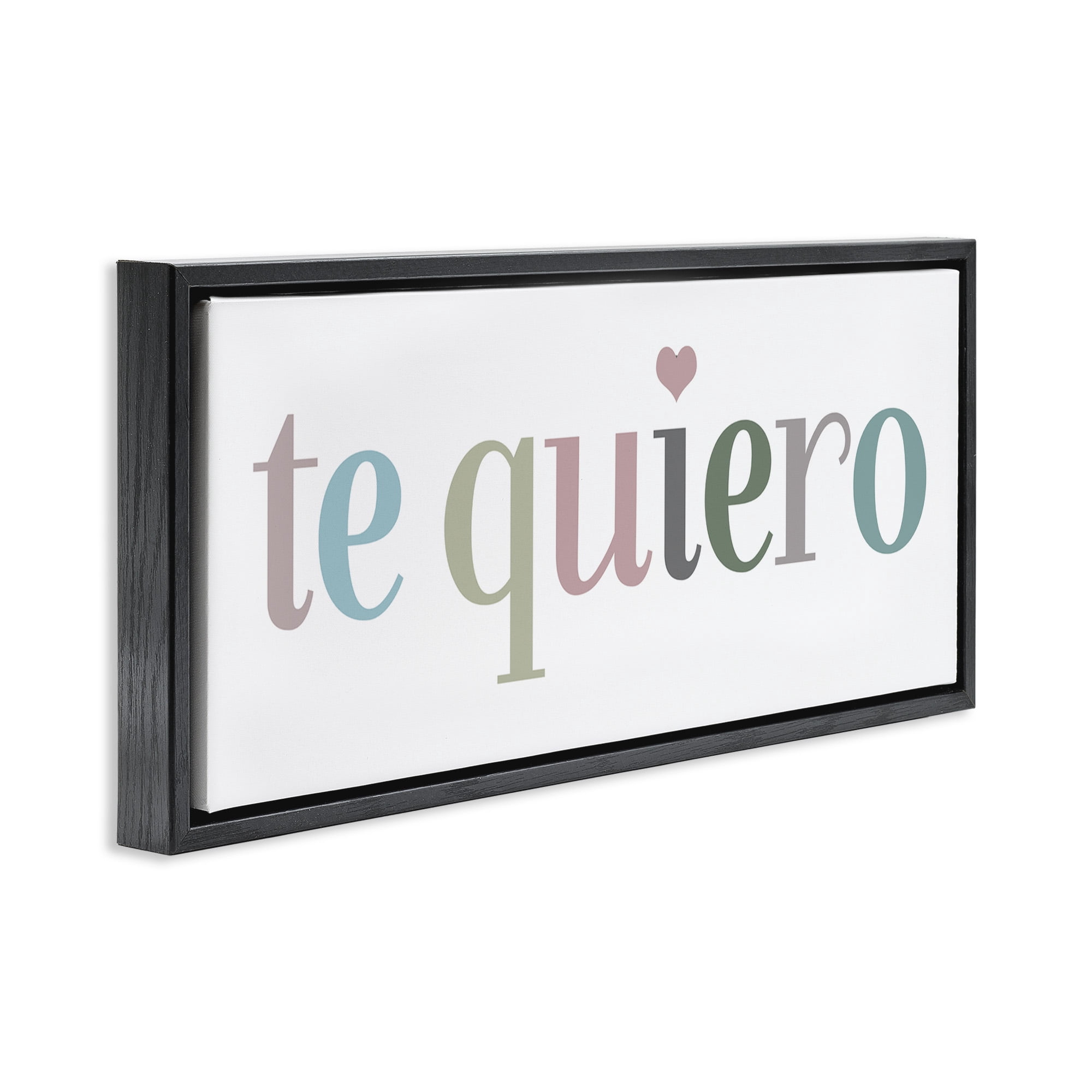 Stupell Industries Te Quiero Romantic Spanish Typography Painting Black Floater Framed Canvas Art Print Wall Art, 25 x 11