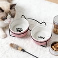 thumbnail image 6 of Ceramic Pet Bowls Cats Dog Non Tipping Food and Water Dishes Double Bowl Set for Feeding and Drinking Suitable for Small To Medium Sized Dogs and Cats, 6 of 6