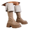 thumbnail image 4 of Women Over the Knee Boots Low Heel Winter Block Suede Thigh High OTK Long Comfort, 4 of 8