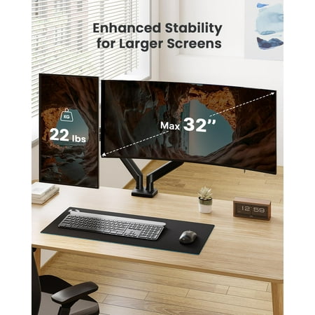ErGear Dual Monitor Mount up to 32 inches Max 22 lbs Each Arm, Adjustable Dual Monitor Stand, Sturdy Steel Dual Monitor Arm with 180° Swivel, Tilt, 360° Rotation for Home Office, VESA 75/100mm C23