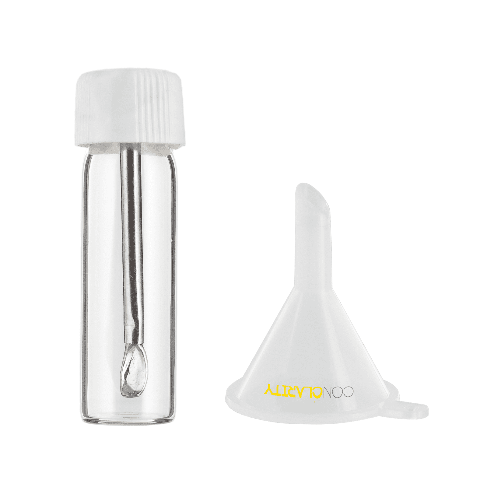 Glass and Acrylic with ConClarity Micro Funnel Premium 3g Tall Yellow Safety Spoon Snuff Bullet Spice Storage 