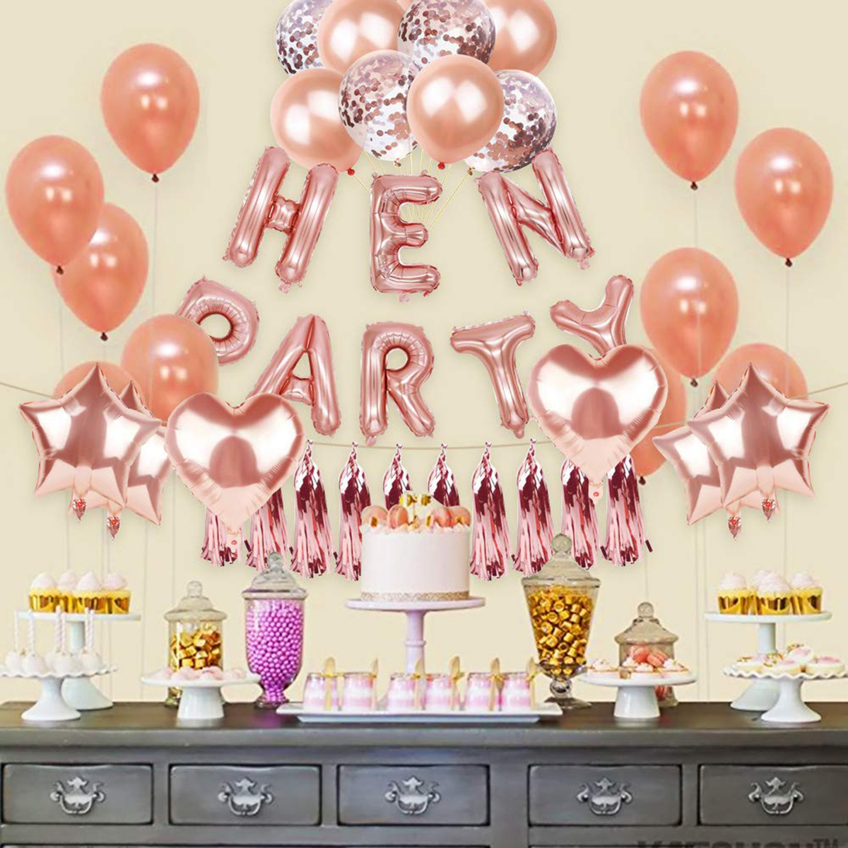 Hen Party Bride To Be Wedding Decor Foil Heart Balloons Ribbon