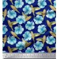 thumbnail image 1 of Soimoi Rayon Fabric Hummingbird & Floral Printed Fabric 1 Yard 42 Inch Wide, 1 of 3