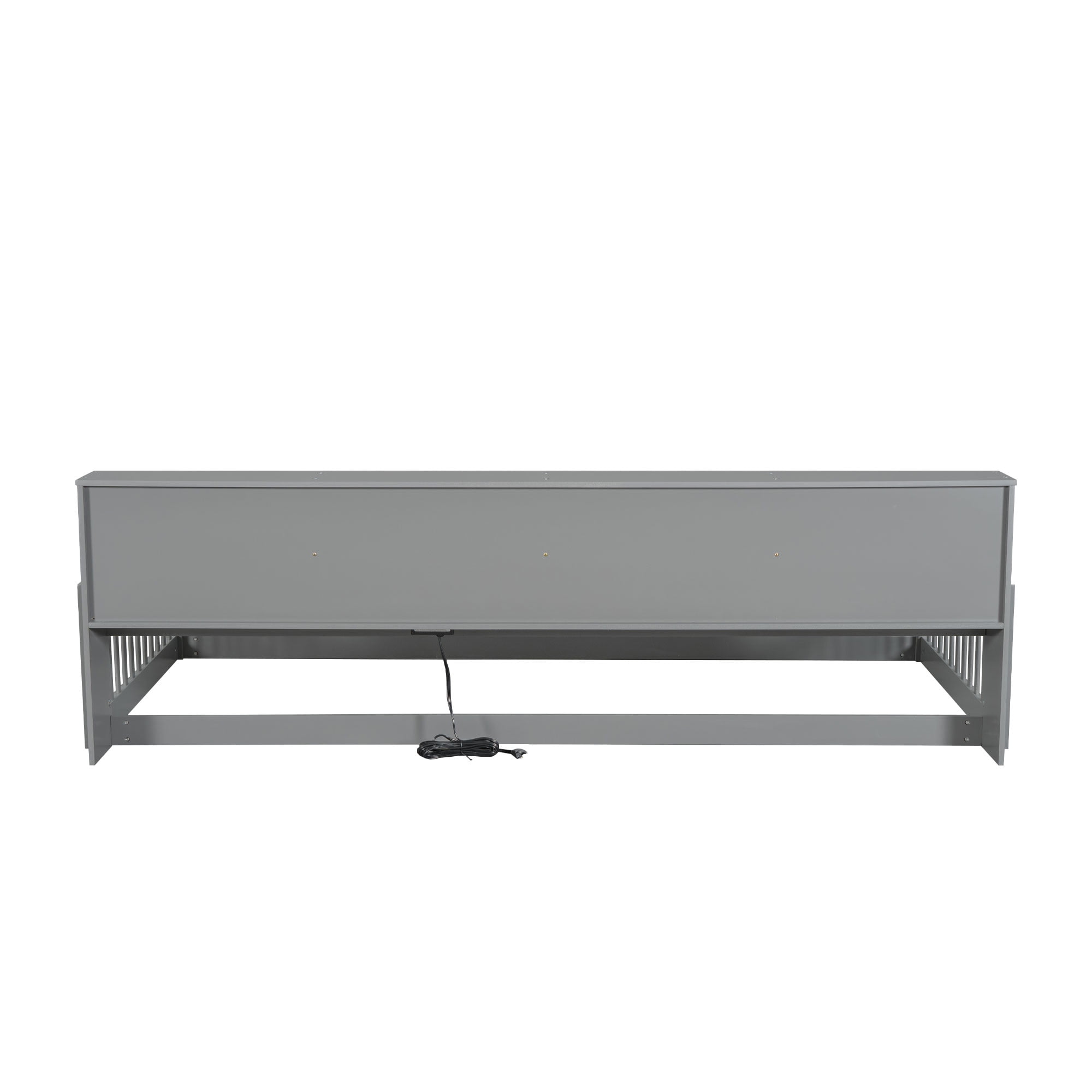 Euroco Wood Twin XL Floor Bed, Low Profile Daybed with Storage Shelves and USB Charging Station, Gray