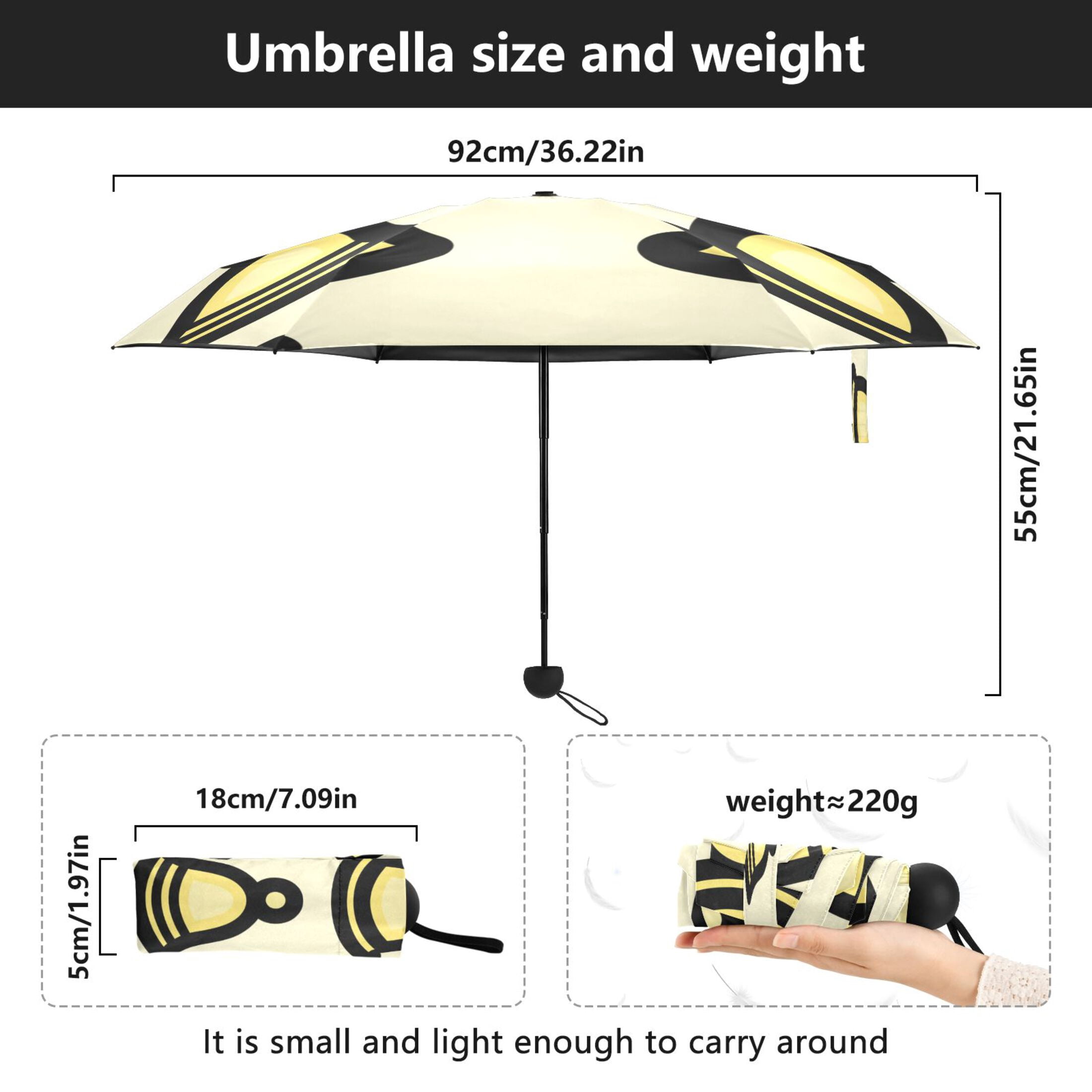 Stylish Bell Designs Umbrellas for Sun Auto Open Close UV50+ Waterproof 5-Fold Compact Fiberglass Frame