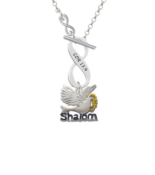 Shalom with Dove Pink Butterfly Link Charm Bracelet