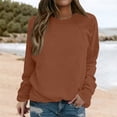 thumbnail image 2 of Women's Crewneck Sweatshirts, Comdrip Women's Casual Long Sleeve Crewneck Sweatshirt Soft Comfy Loose Fit Pullover Top for Everyday Wear Black Womens Oversized Sweatshirt Coffee 3XL, 2 of 4