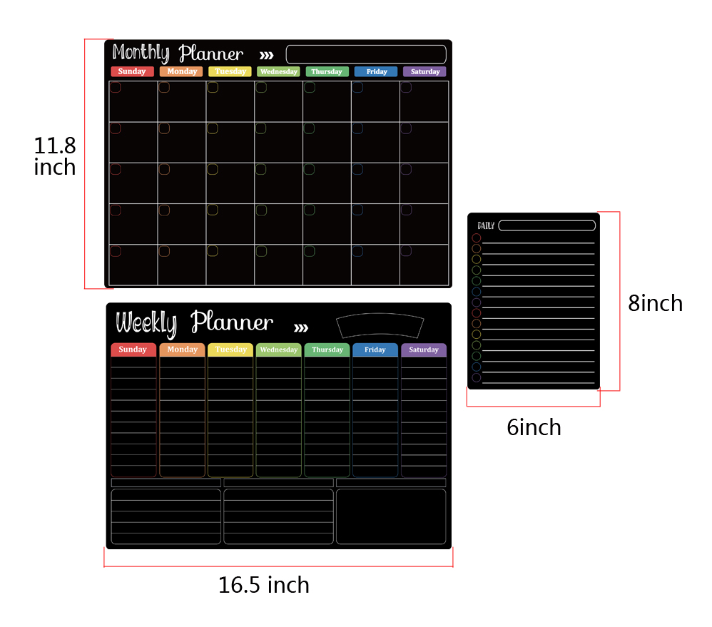 Hivillexun 3-Piece Magnetic Calendar Set with Markers photo 4