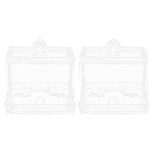 2 cajas transparentes para hisopos de algodón, caja de acrílico para escritorio, soporte para artículos diversos para el hogar