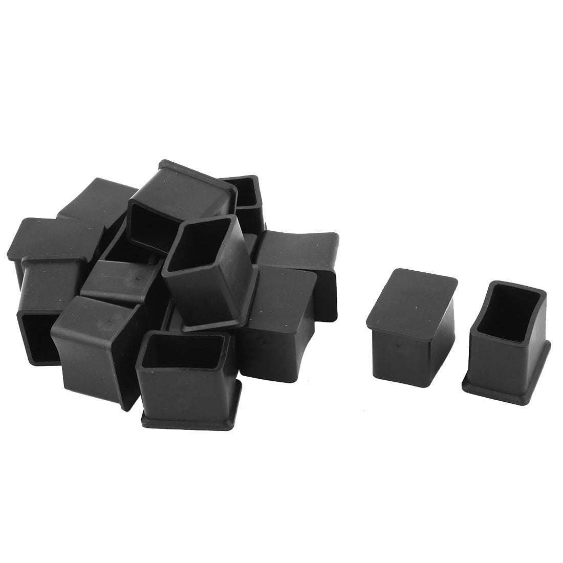 25mm x 25mm Rubber Square Shaped Furniture Foot Cover Protector Pad Black 12pcs 
