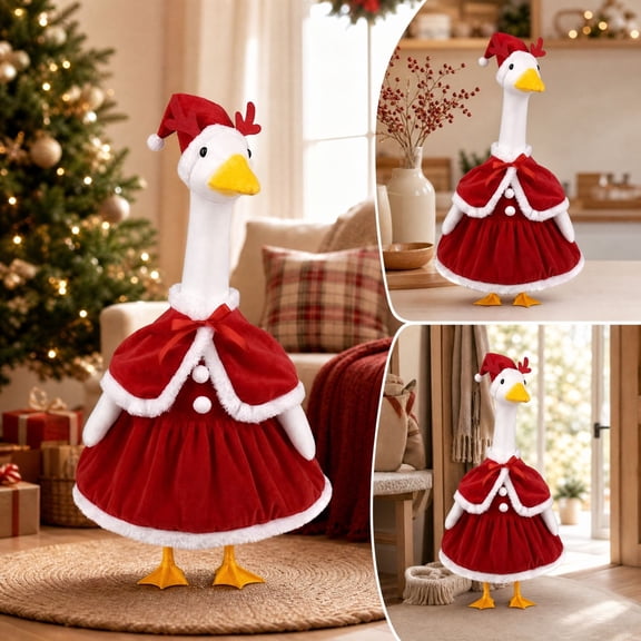 AZXY Christmas Porch Goose Outfits, Porch Goose Clothes, 23 Inch Goose Costume Dress for Cement & Plastic Porch Goose Statue, Duck Clothes, Outdoor Yard Lawn Patio Garden Porch Statue Decor
