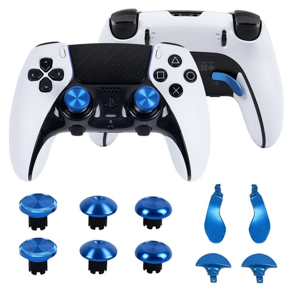 Compatible con el mando Edge de PlayStation 5: tapas metálicas altas/bajas para joysticks, palancas PS5 y kit de botones traseros