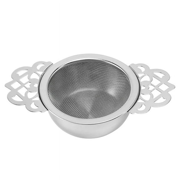 Tea Strainers with Drip Bowls (2-Pack); Elegant Stainless Steel Loose Leaf Tea Strainers