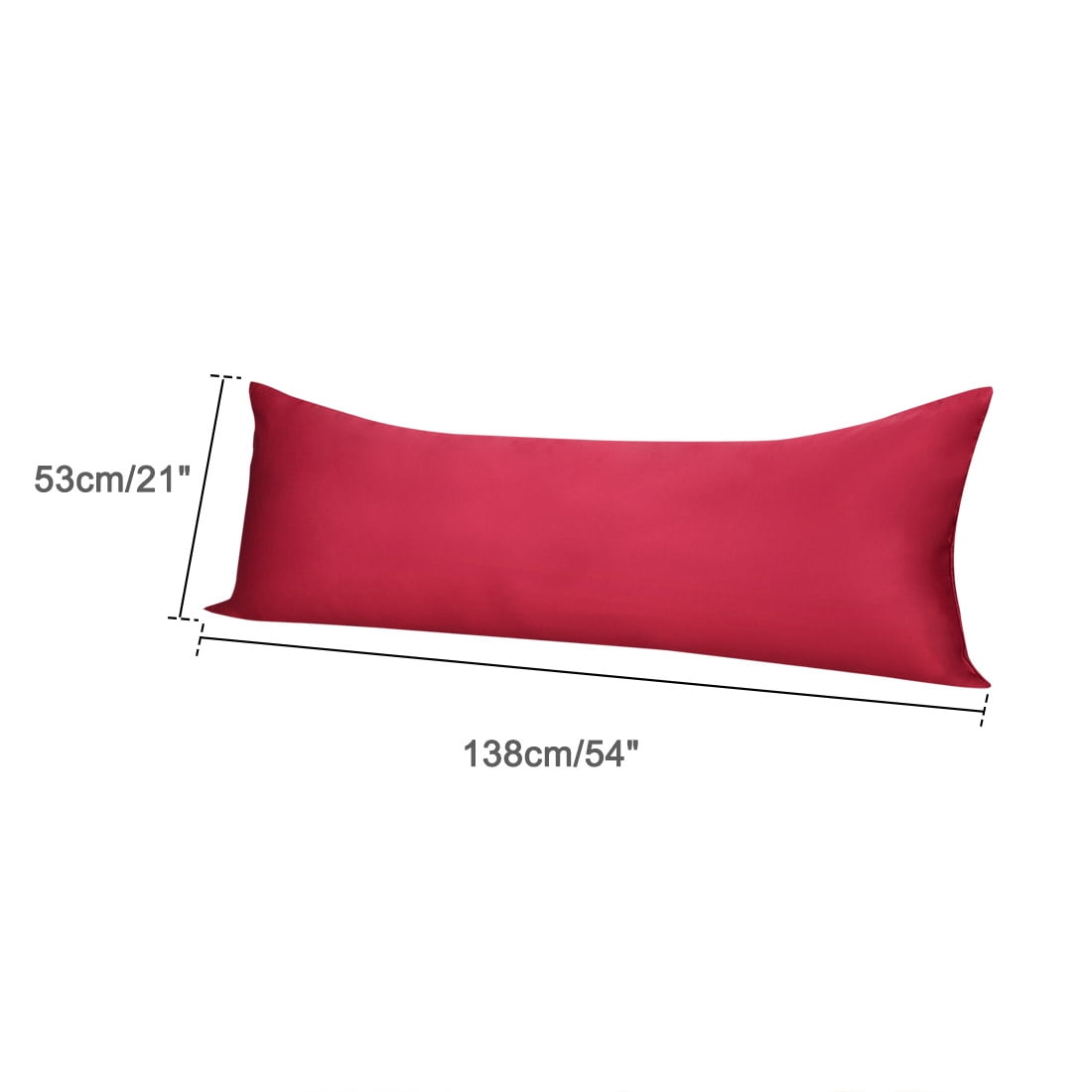 Unique Bargains Silky Satin Zippered Body Pillow Cover, 21" x 54", Burgundy