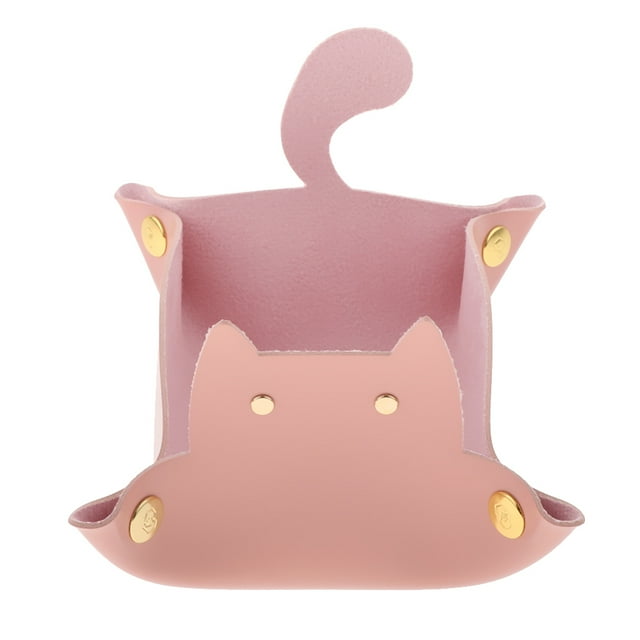 Cartoon Cat Key Storage Tray Organizador de cambio PU cuero Catchall Pink Sunnimix Bandeja de almacenamiento de llaves