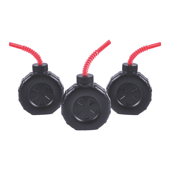 Fun Express Cars & Trucks Tire Sipper Cup Set – Fun & Durable Party Supplies for Kids – Ideal for Birthday Parties Celebrations and Special Occasions Colorful Design for Extra Fun – 12 Pieces