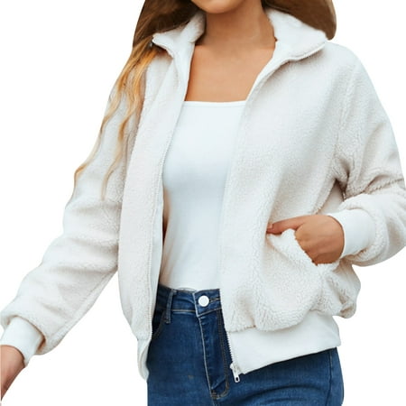 

Hwmodou Women s Denim Jean Jackets Long Sleeve Casual Thickened Imitation Wool Coat Lapel With Loose Pockets Jackets For Women