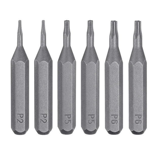 Juego de 6 puntas de destornillador Uxcell P2/P5/P6 5/32" vástago hexagonal 28mm acero S2 magnético