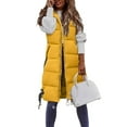 thumbnail image 5 of CAIXIA Women's Long Quilted Vest Winter Down Vest Transition Vest Winter Jacket Long Vest Winter Vest Lightweight Warm Quilted Casual Zip Puffer Jacket with Hood Outdoor Down Coat,Yellow, 5 of 7