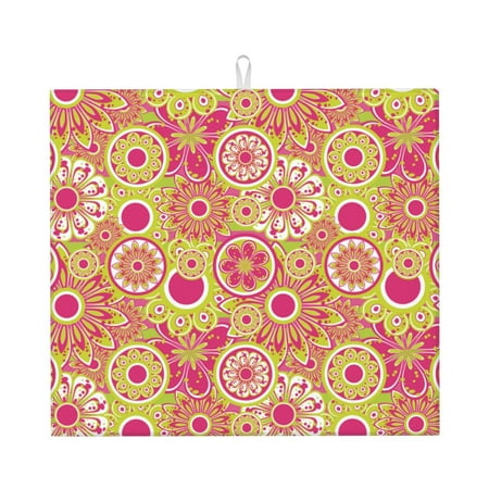 

Pofeuu Yellow Flowers Print Ultra Water Absorbent Microfiber Dish Drying Mat Drying Mat for Kitchen Kitchen Counter Accessories