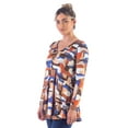 thumbnail image 2 of 24/7 Comfort Apparel Womens Orange Print Long Sleeve V Neck Tunic Top, 2 of 4