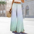 thumbnail image 3 of Women's Side Slit Ombre Wide Leg Pants, Flowing Casual Trousers with Gradient Color and Split Hem, Loose Comfortable Pocket Design for Beach Wear and Four-Season Daily Use Purple1 S, 3 of 7