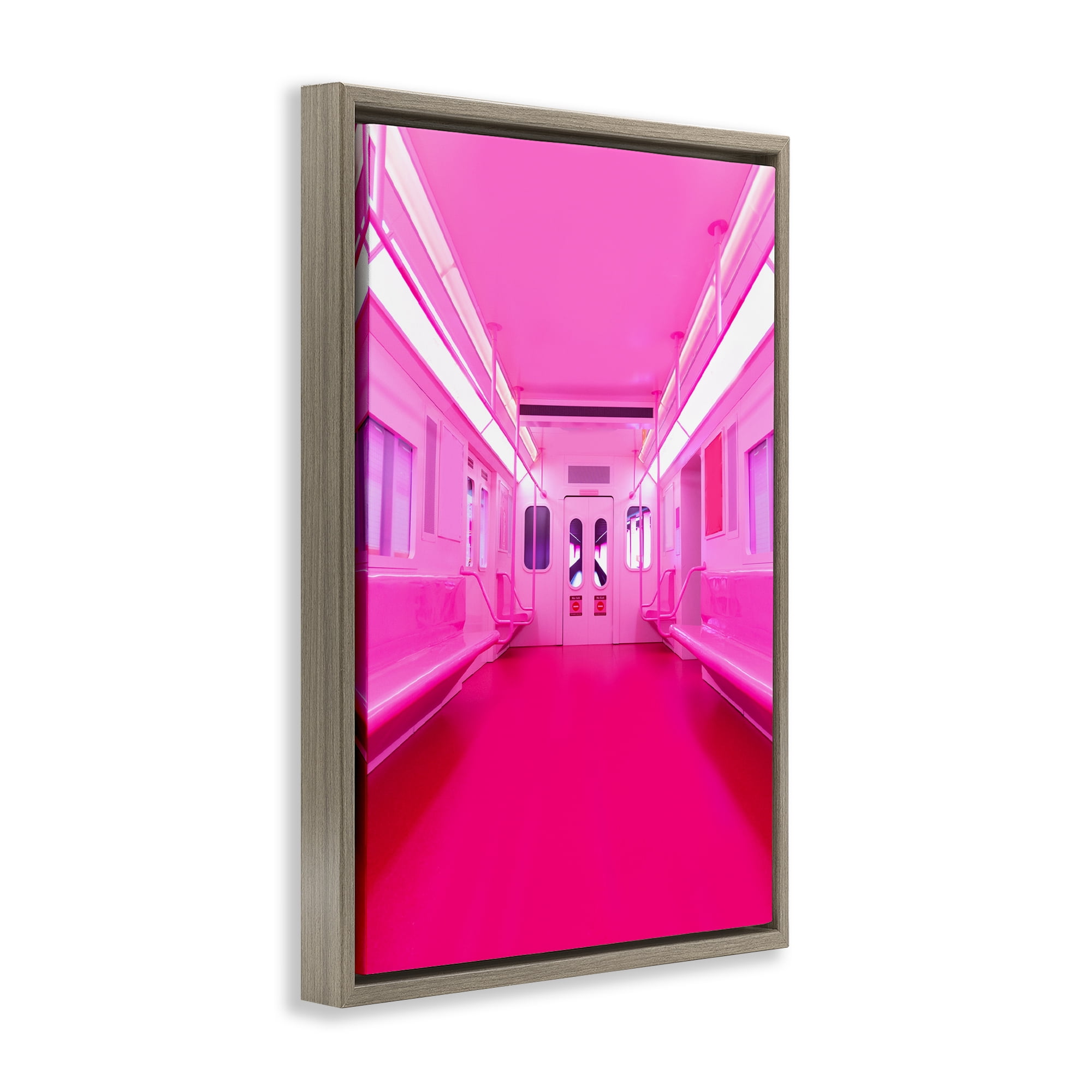 Futuristic Pink Tone Subway Brown Framed Floater Canvas Wall Art, design by LISH Creative