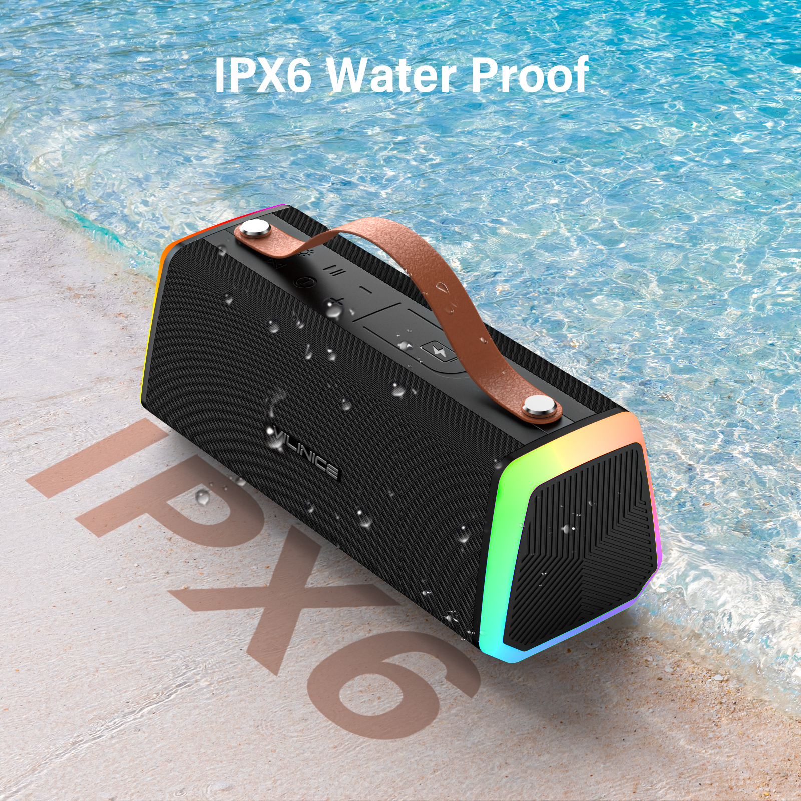 VILINICE Portable Bluetooth Speaker with RGB Lights, Waterproof photo 5
