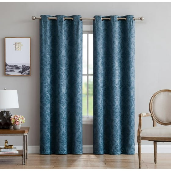 Evelyn Embossed Thermal Grommet Blackout Curtains Room Darkening