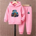 thumbnail image 2 of Karoyedx Boys Outfits Toddler Boy Clothes Outfits Long Sleeve Hoodie Sweatshirt Pants Set 2PCS Baby Boys Fall Winter Sweatsuit Pink Size,3-4 Years, 2 of 4