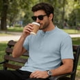 thumbnail image 6 of Fexilor Men's Short Sleeve Henley Shirts,Textured Jacquard Casual Button-Up Tops, 6 of 7