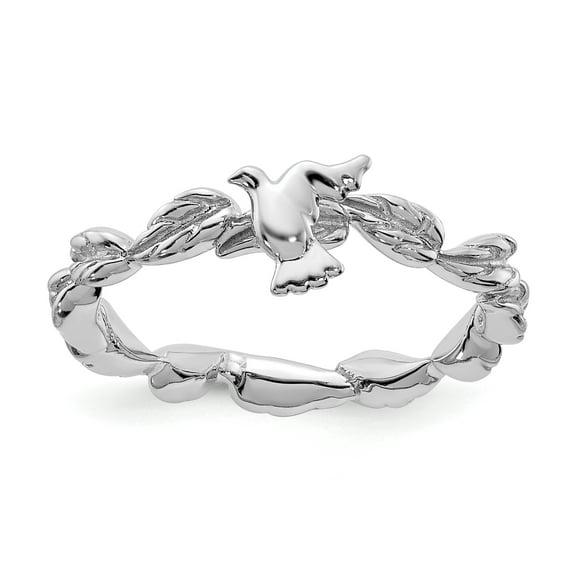 Stackable Expressions Sterling Silver Rhodium-plated Dove Ring