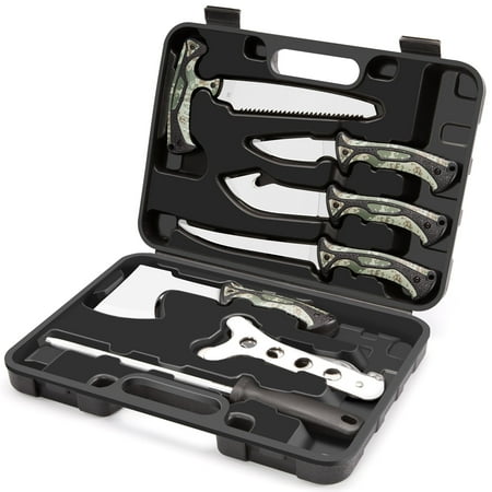 Jellas 10 Pieces Hunting Knife Set Fixed Blade Knife Hunting Field Dressing Kit Compact Skinning Knives for Camping Fishing Portable Survival Kit Camping Tool Set Camping Gear