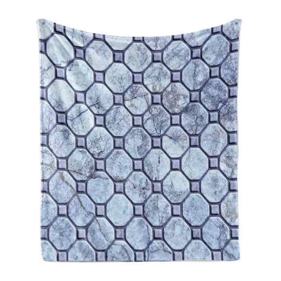 Marble Print Soft Flannel Fleece Throw Blanket, Retro Marble Tiled Spiral and Round Circular Bound Tied Old Fashion Shapes Design, Cozy Plush for Indoor and Outdoor Use, 70" x 90", Grey, by Ambesonne