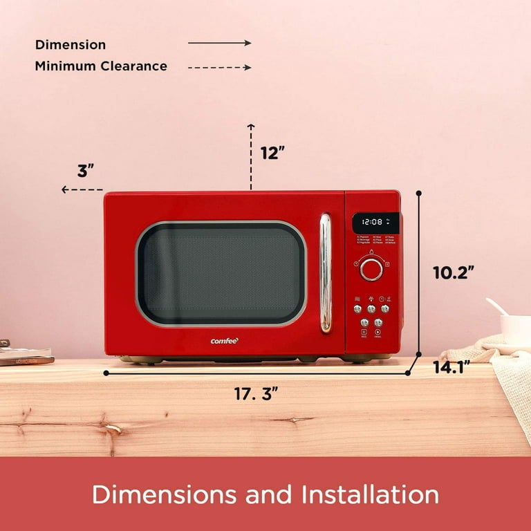 COMFEE' Retro Countertop Microwave Oven with Compact Size, Position-Memory  Turntable, Sound On/Off Button, Child Safety Lock and ECO Mode,  0.7Cu.ft/700W, Passionate Red, AM720C2RA-R 