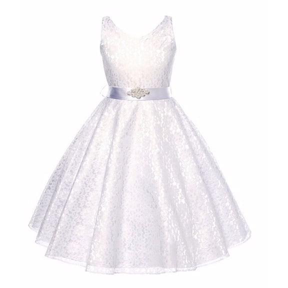 Rggeeun Toddler Children Dress Big Children Sleeveless Lace Princess Fluffy Dress Girls Wedding Dress Flower Girl Dress Lovely Casual O-Neck Sundress