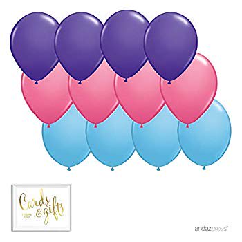 11inch Balloon Trio Party Kit With Gold Cards Gifts Sign Purple