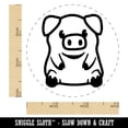thumbnail image 2 of Cute Little Pig Sitting Self-Inking Rubber Stamp Ink Stamper - Black Ink - Small 3/4 Inch, 2 of 7