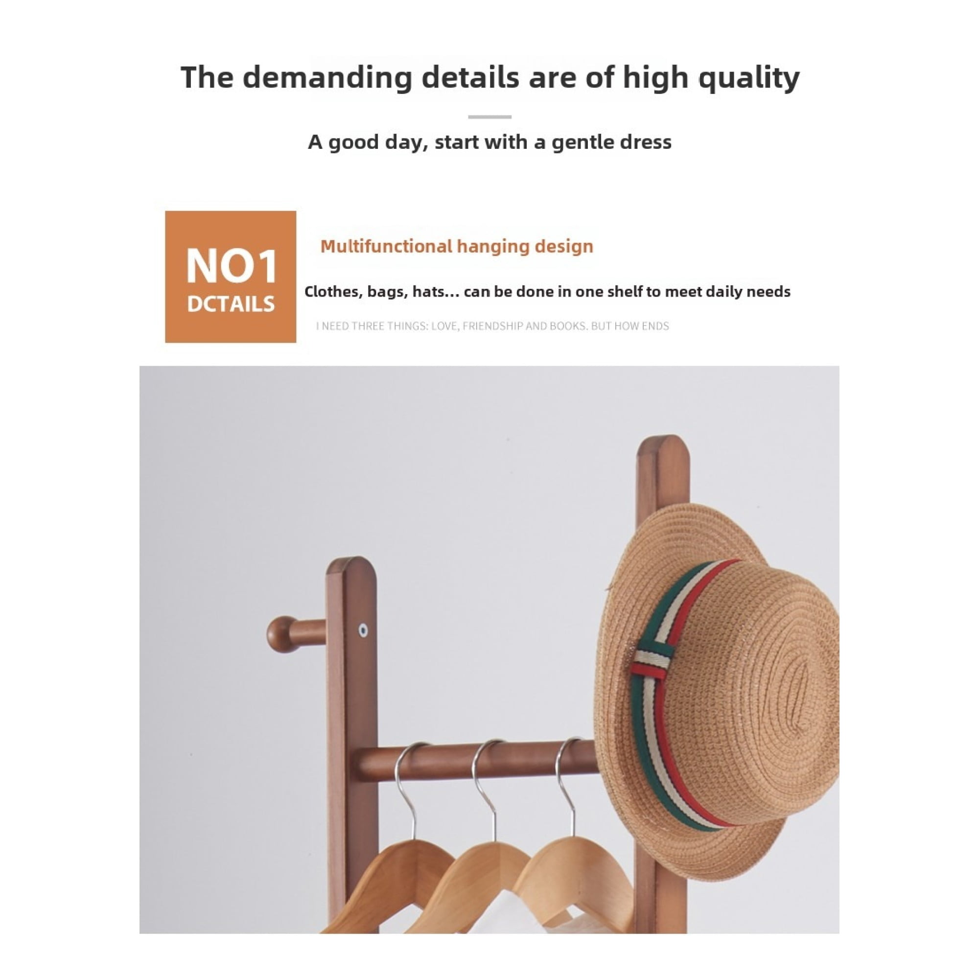 Leumius Coat Racks, 23.6* 11*71 in Solid Wood Hanger, Solid Environmental Protection Easy to Assemble for Bedroom Entrance Living Room (Walnut)